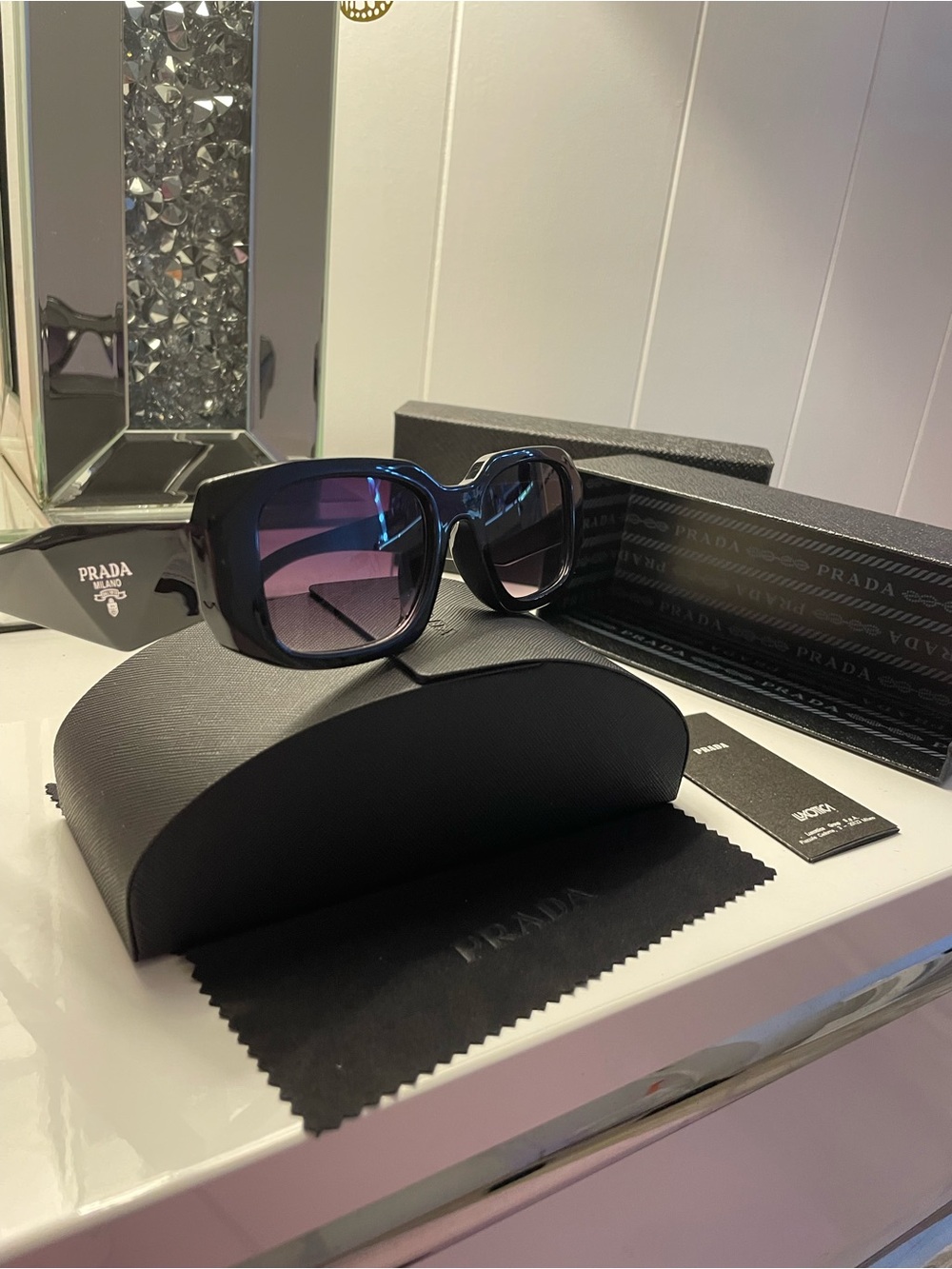 Prada glasses black with purple lens